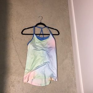 Sports tie dye tank top with built in sports bra